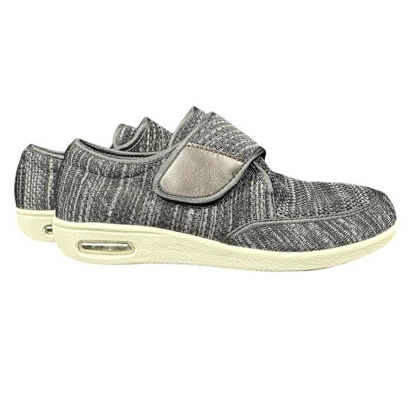 Men\'s Youyun Diabetic Gray Adjustable Memory Foam Shoes Size 10 main image 6